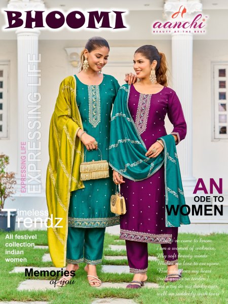 Bhoomi By Aanchi Vichitra Silk Kurti With Bottom Dupatta